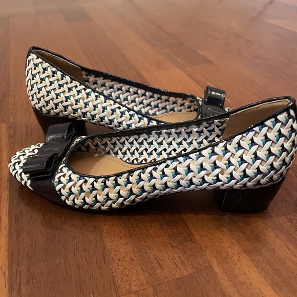Black, White and speks of Blue - Ferragamo Flats - Picture 2 of 4
